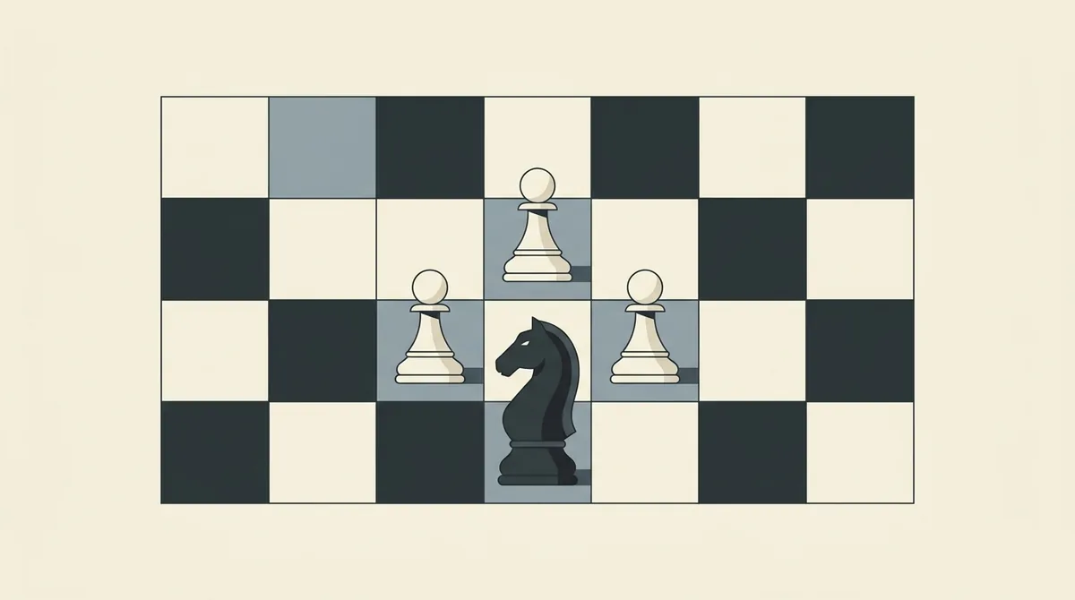 A pawn trailing behind its neighbours with a knight on the square ahead